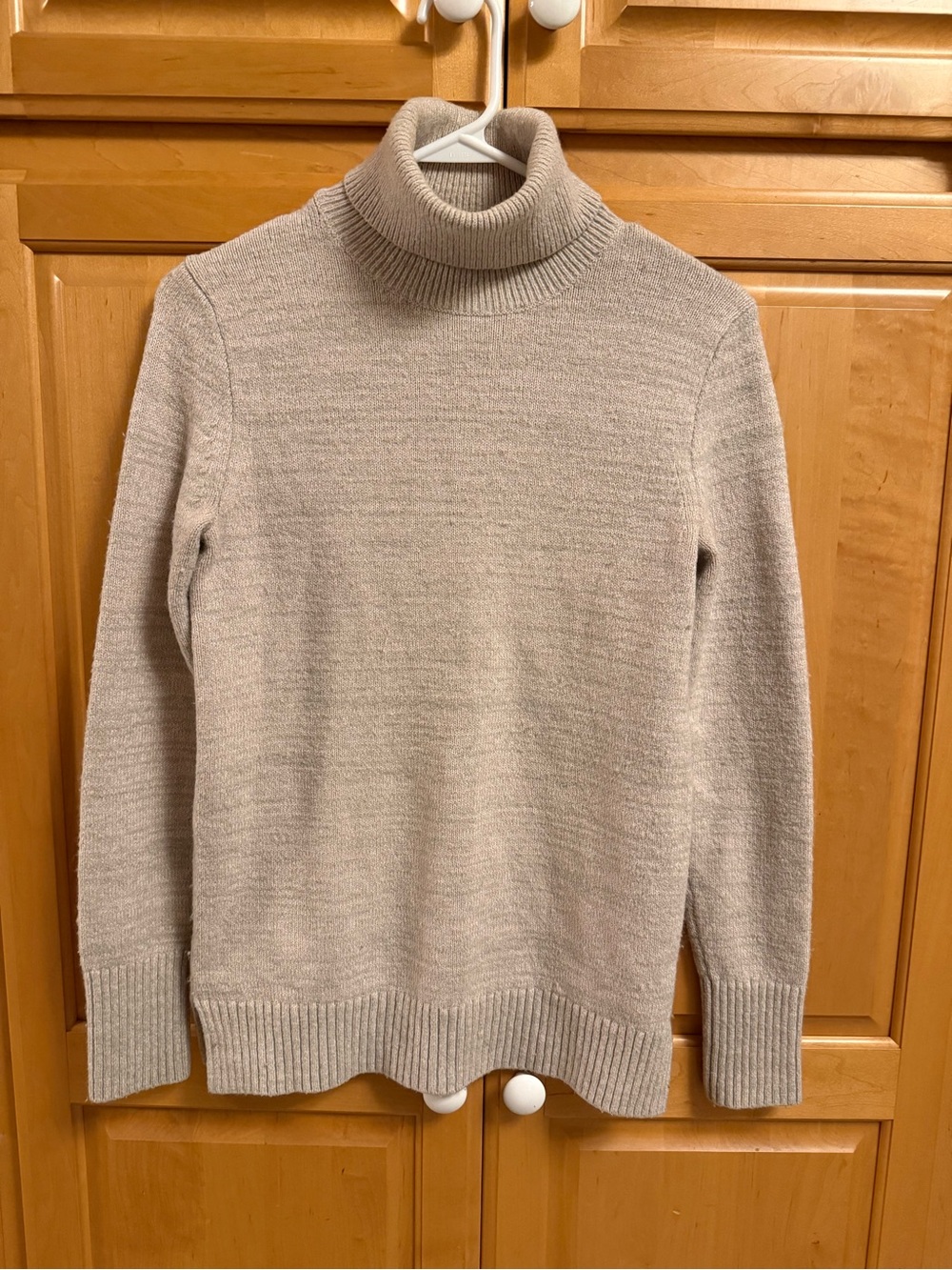 J. Crew Women's Light Taupe Wool Blend Turtleneck Sweater